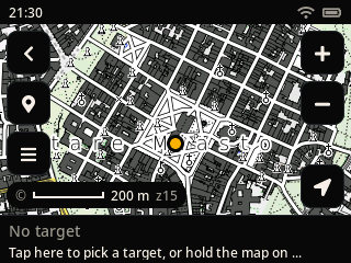 The offline map on a color touch screen